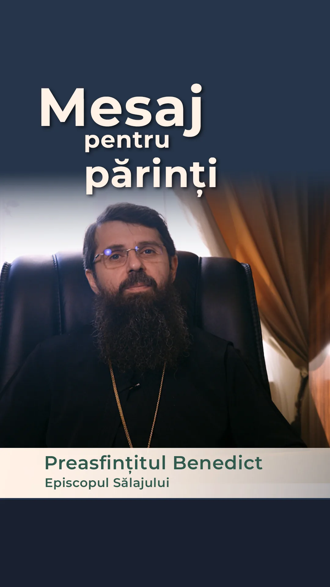 Coperta filmului „Mesaj pentru părinți” din campania de admitere a Liceului Ortodox, cu sigla școlii.