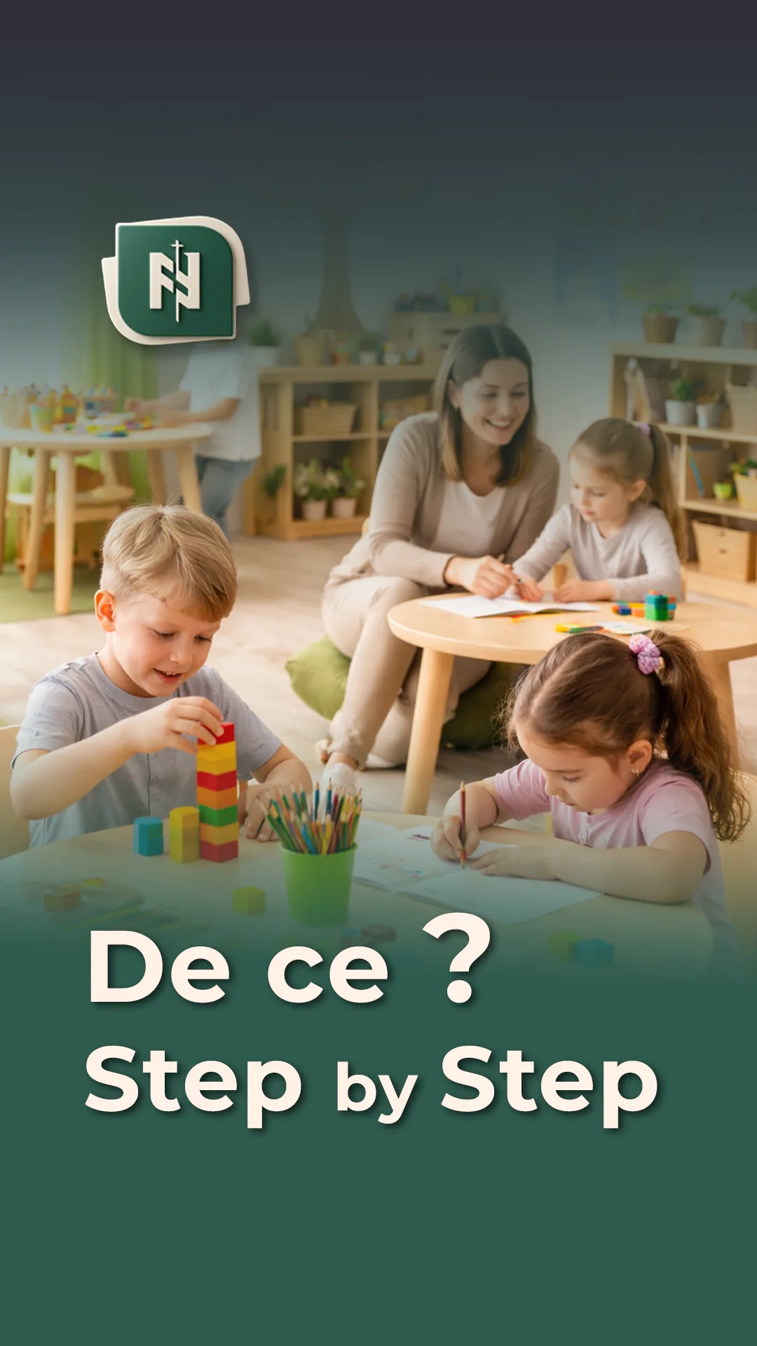 Coperta filmului „De ce Step by Step” din campania de admitere a Liceului Ortodox, cu sigla școlii.