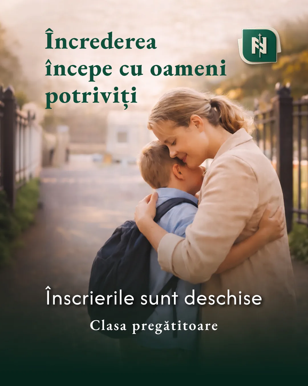 Postarea „Încrederea începe cu oamenii potriviți” din campania de admitere a Liceului Ortodox.