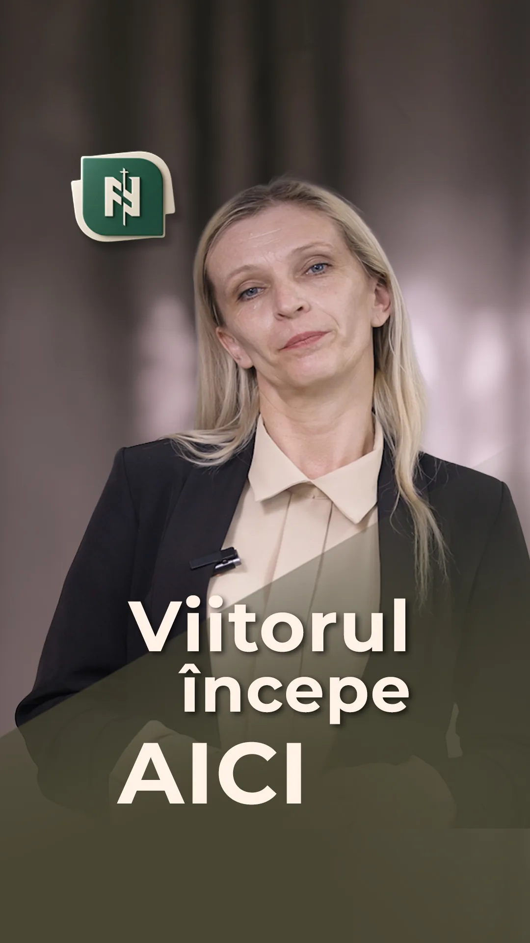 Coperta filmului „Viitorul începe aici” din campania de admitere a Liceului Ortodox, cu sigla școlii.