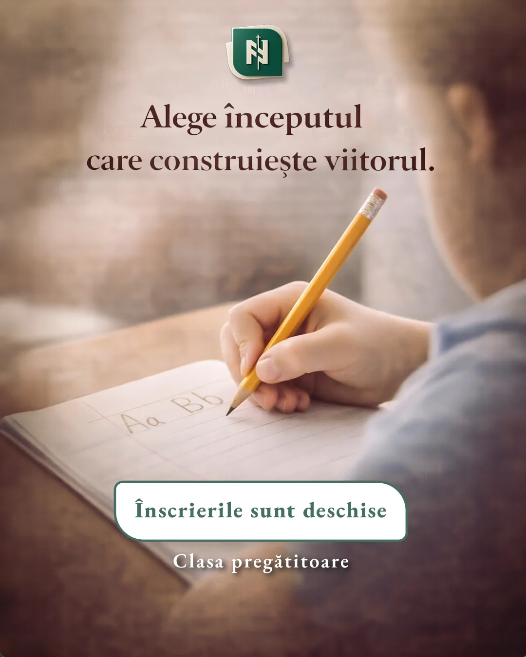 Postarea „Alege începutul care construiește viitorul” din campania de admitere a Liceului Ortodox.