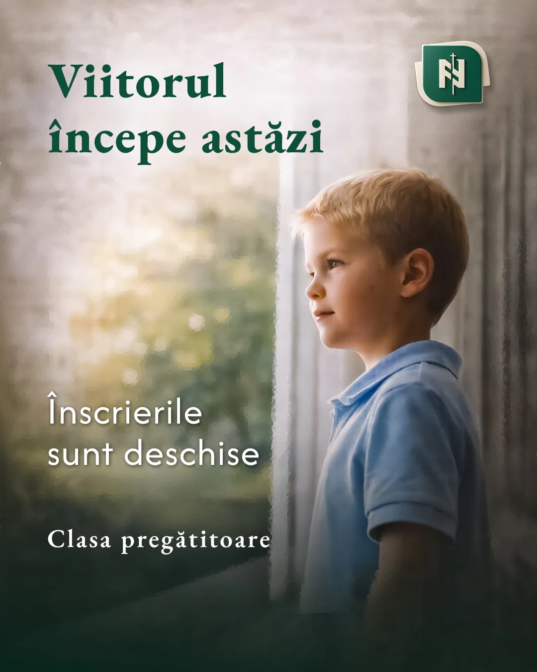Postarea „Viitorul începe astăzi” din campania de admitere a Liceului Ortodox.