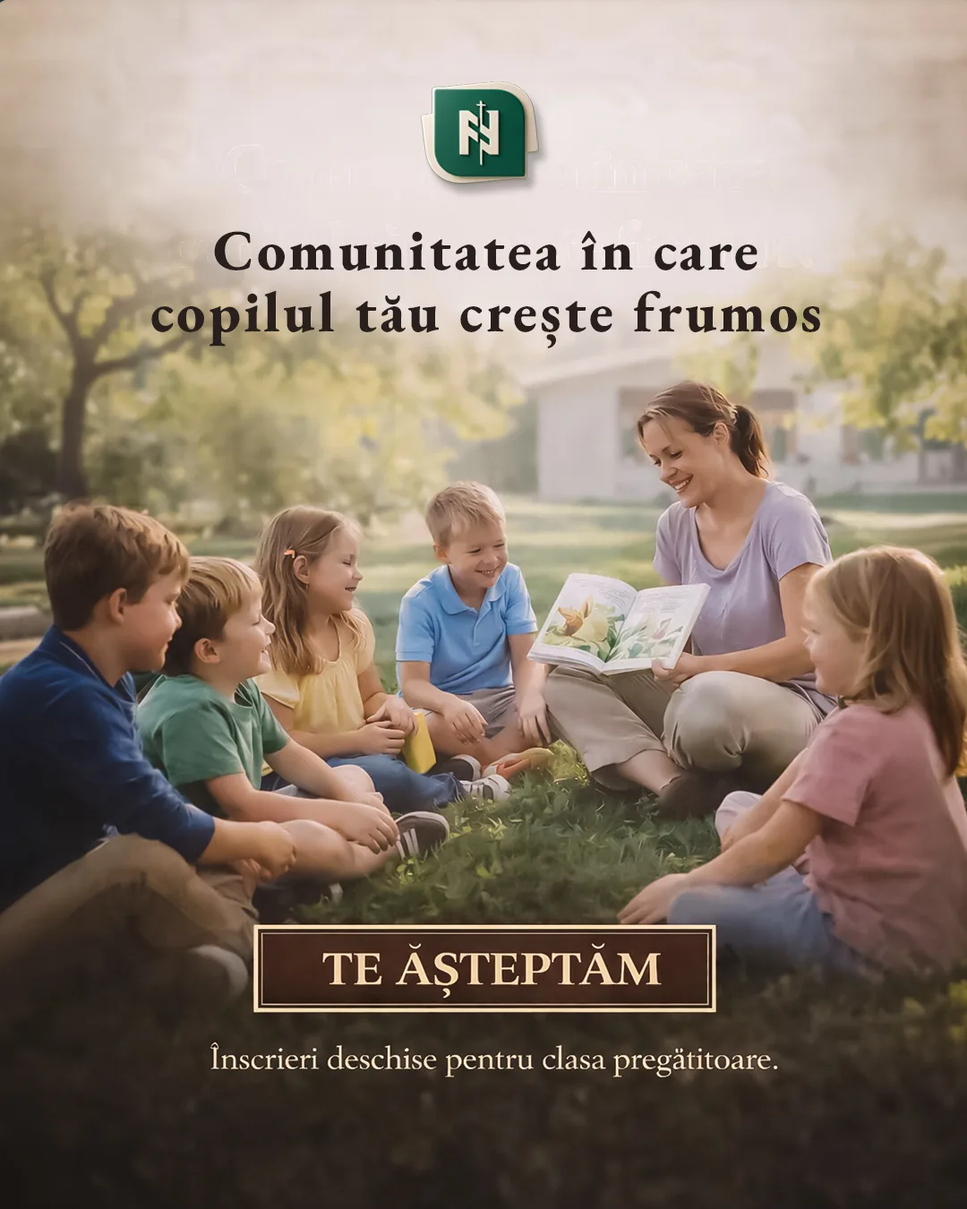 Postarea „Comunitatea în care copilul tău crește frumos” din campania de admitere a Liceului Ortodox.